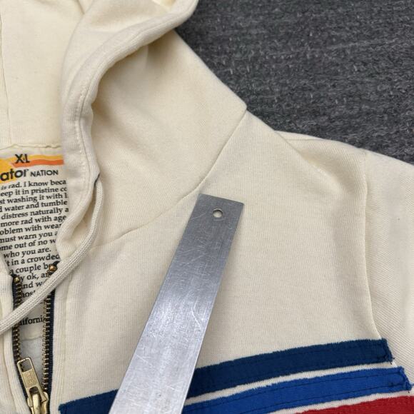 Aviator Nation Five Stripe Rainbow Hoodie Full Zip XL Unisex Vintage White - Picture 4 of 11